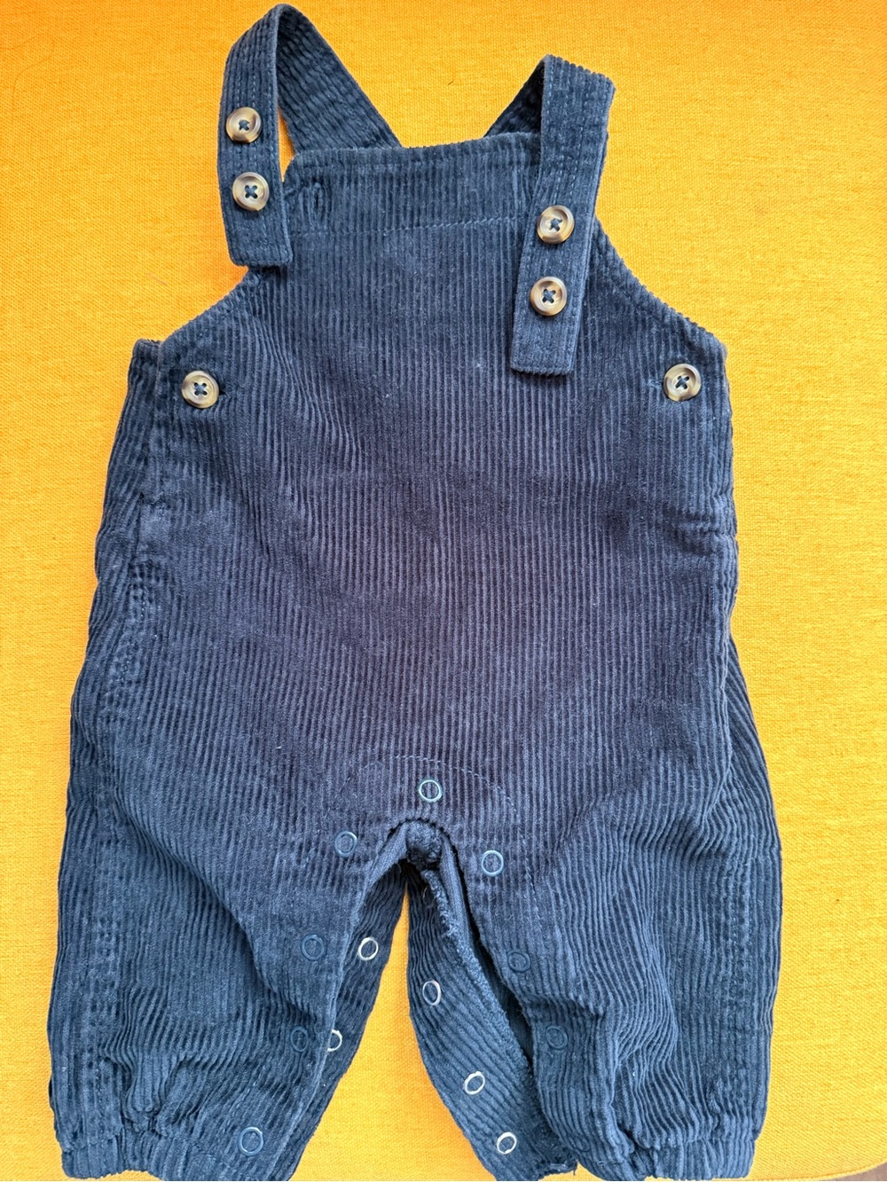 Navy Corduroy Baby Overalls with Button Straps